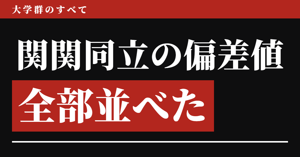 関関同立の偏差値、全部並べた